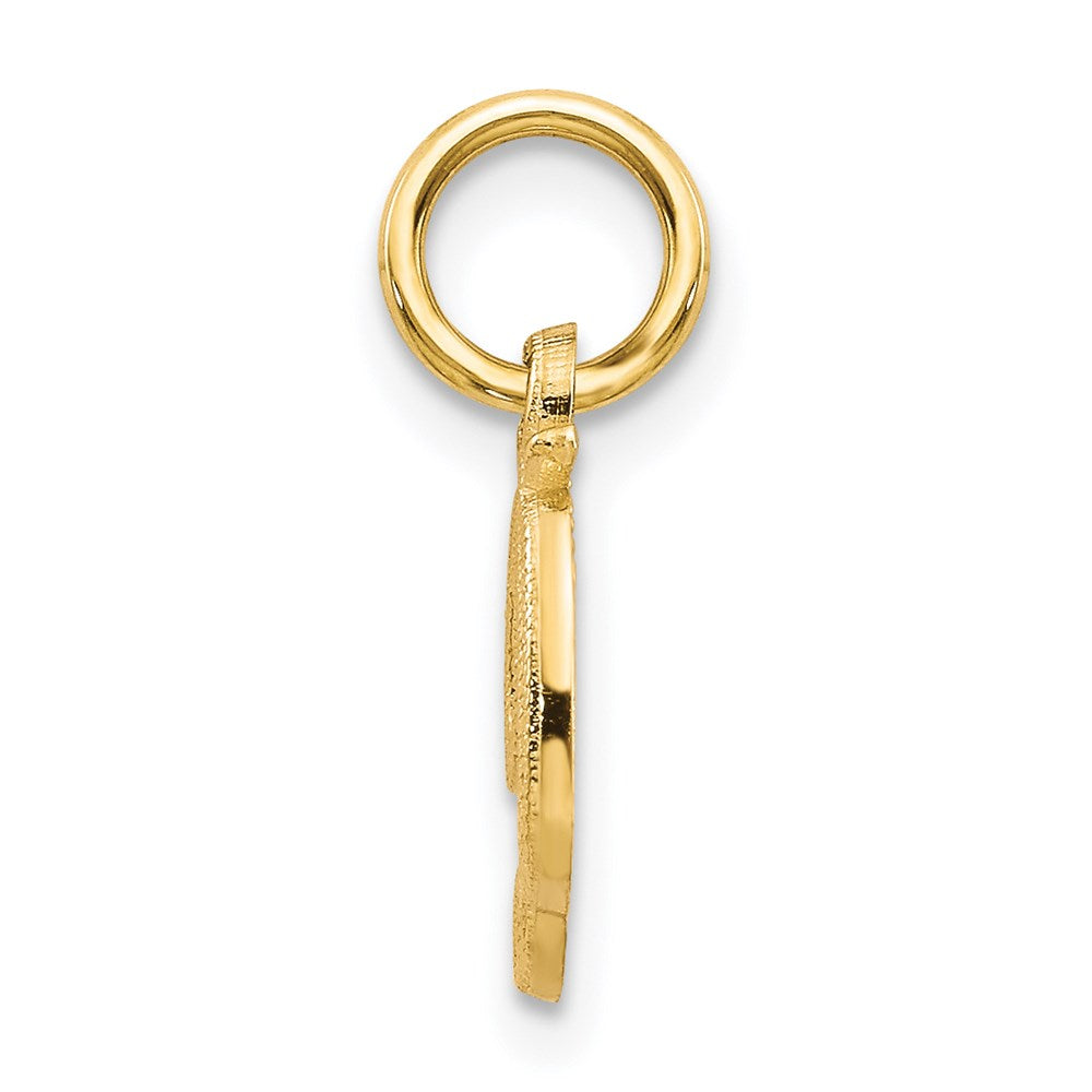 Alternate view of the The Sadie 14k Yellow Gold Mini Satin Script Initial Charm, Letter D by The Black Bow Jewelry Co.