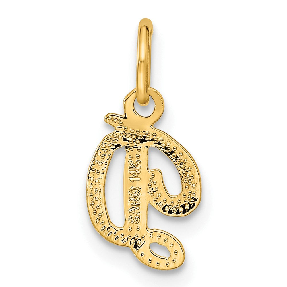 Alternate view of the The Sadie 14k Yellow Gold Mini Satin Script Initial Charm, Letter D by The Black Bow Jewelry Co.