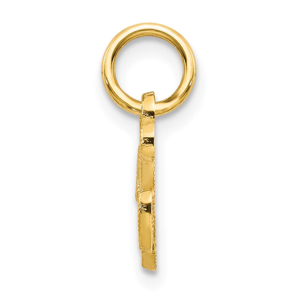 Alternate view of the The Sadie 14k Yellow Gold Mini Satin Script Initial Charm, Letter K by The Black Bow Jewelry Co.