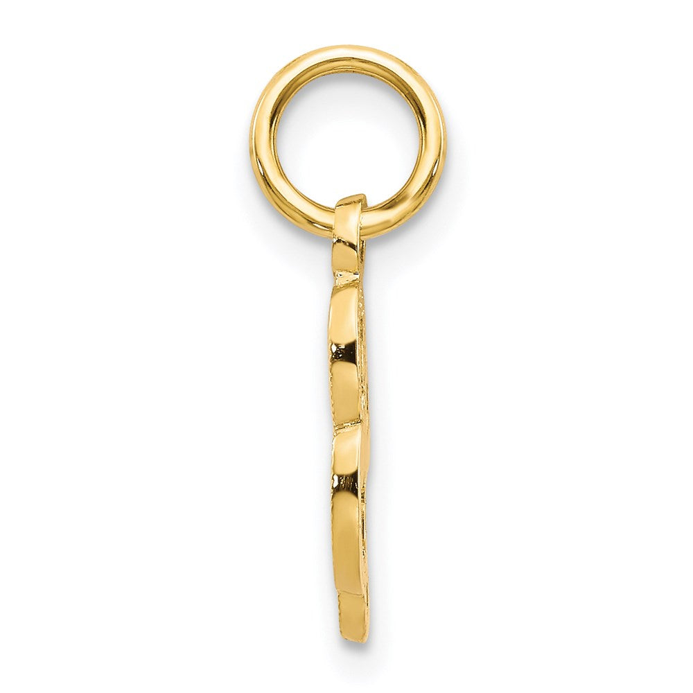 Alternate view of the The Sadie 14k Yellow Gold Mini Satin Script Initial Charm, Letter L by The Black Bow Jewelry Co.