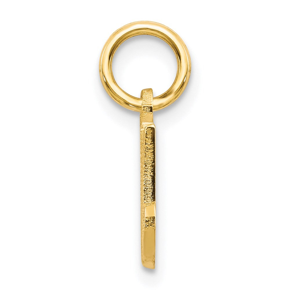 Alternate view of the The Sadie 14k Yellow Gold Mini Satin Script Initial Charm, Letter M by The Black Bow Jewelry Co.