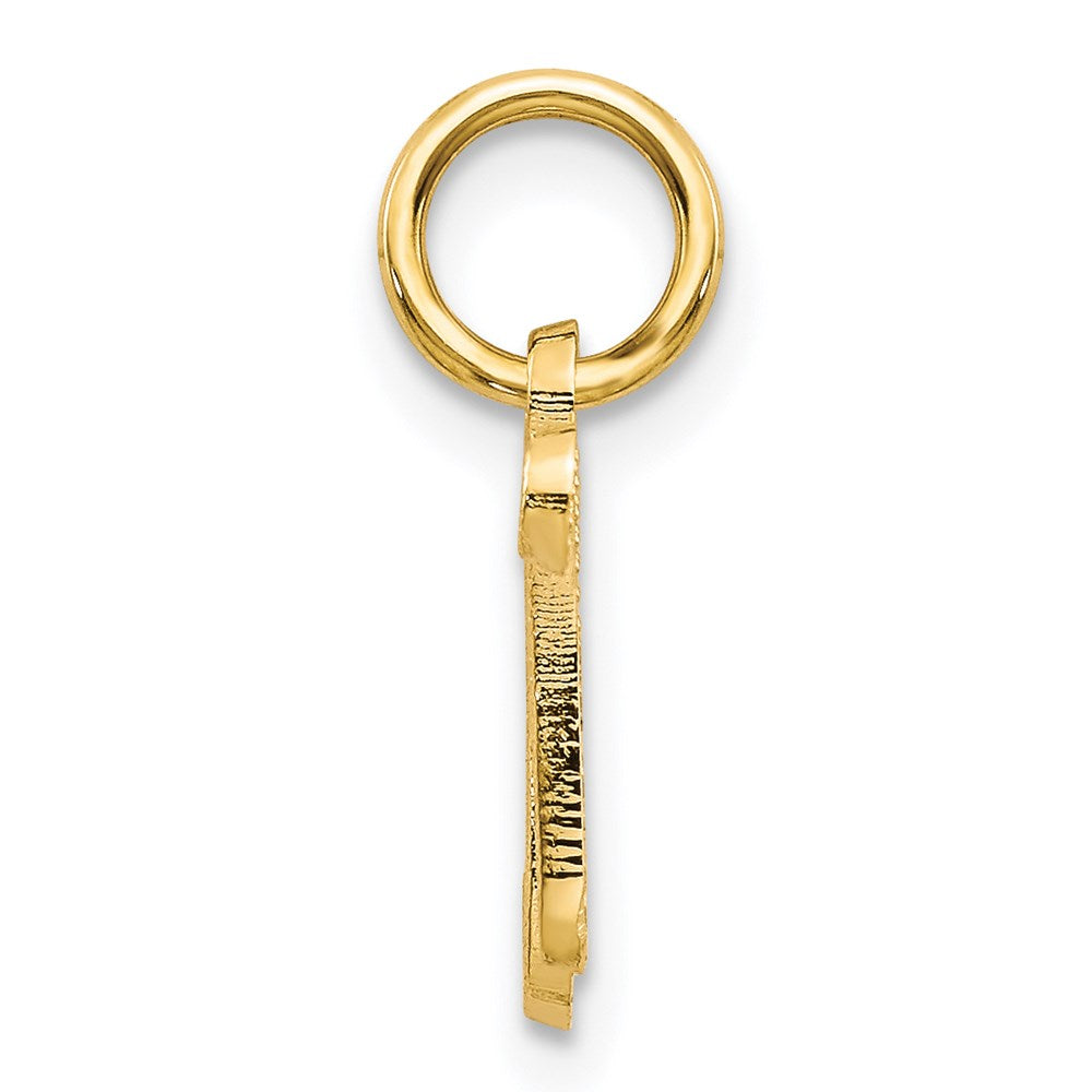 Alternate view of the The Sadie 14k Yellow Gold Mini Satin Script Initial Charm, Letter N by The Black Bow Jewelry Co.