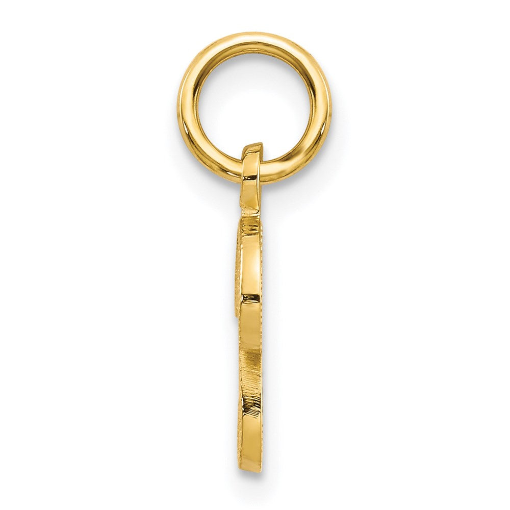 Alternate view of the The Sadie 14k Yellow Gold Mini Satin Script Initial Charm, Letter P by The Black Bow Jewelry Co.