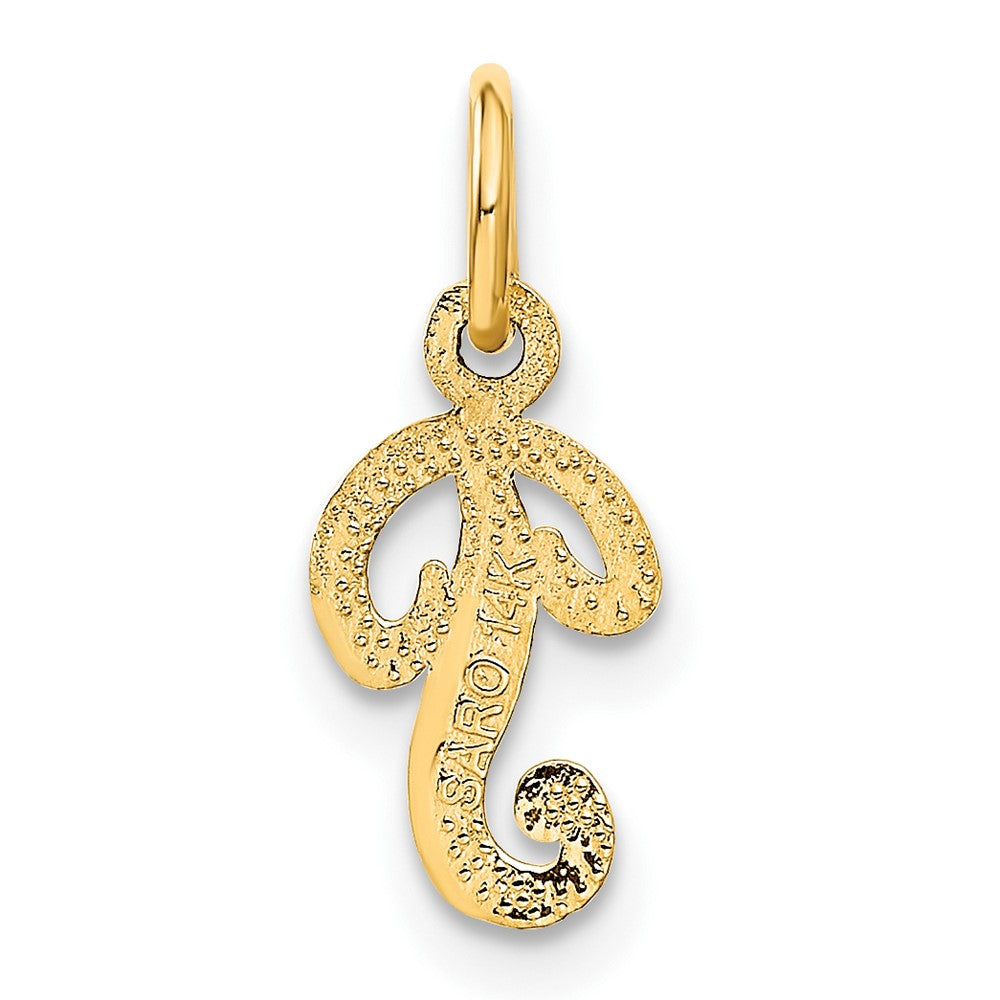 Alternate view of the The Sadie 14k Yellow Gold Mini Satin Script Initial Charm, Letter P by The Black Bow Jewelry Co.