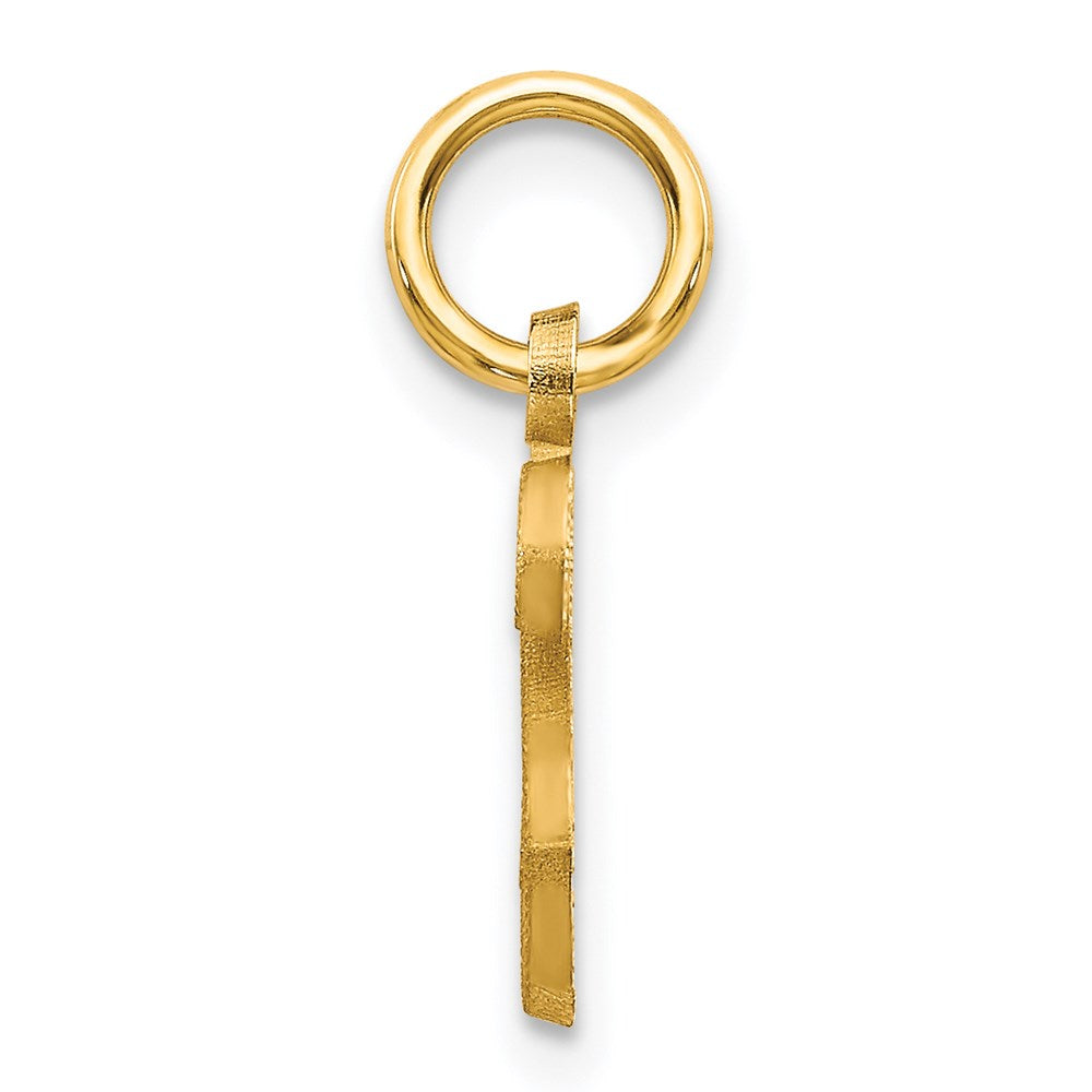 Alternate view of the The Sadie 14k Yellow Gold Mini Satin Script Initial Charm, Letter S by The Black Bow Jewelry Co.