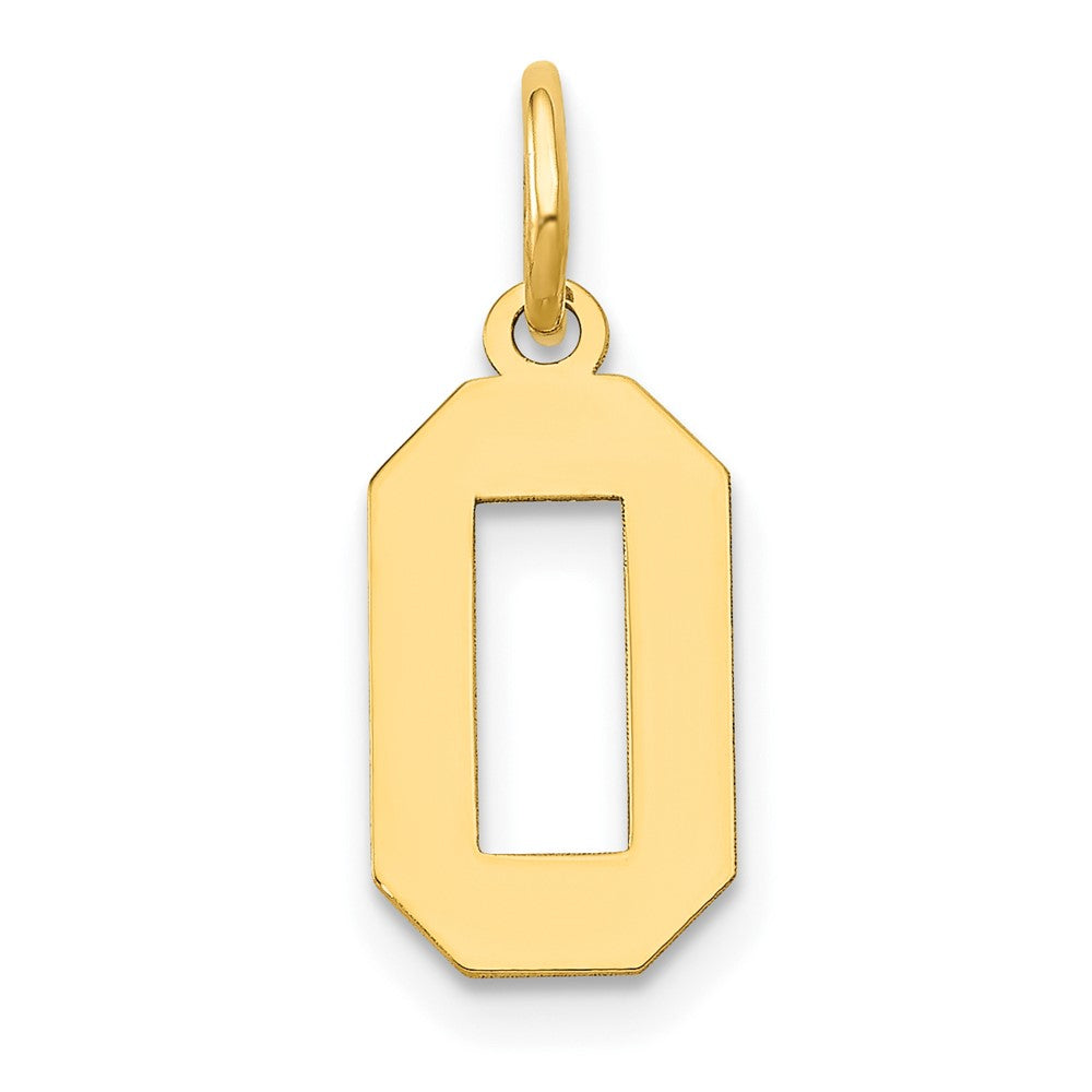 14k Yellow Gold, Athletic Collection, Small Polished Number 0 Pendant, Item P10390-0 by The Black Bow Jewelry Co.