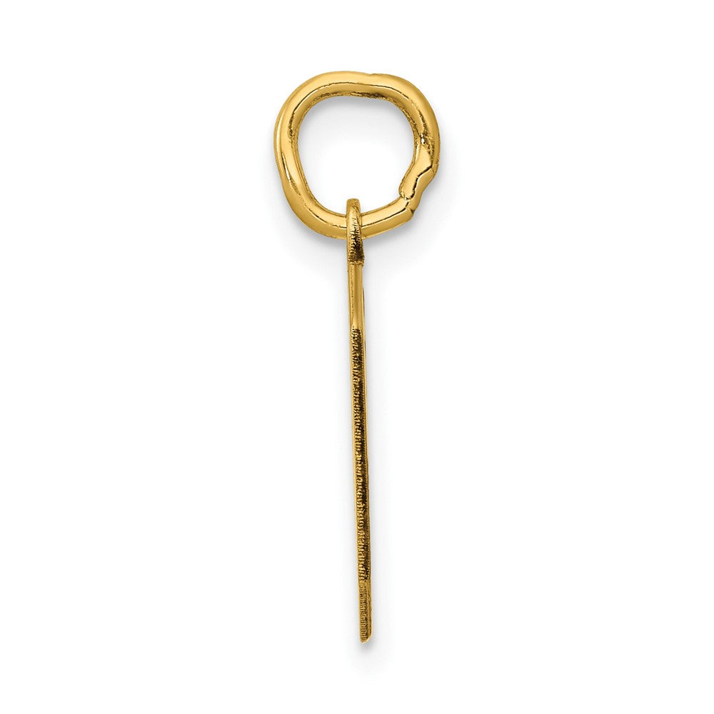 Alternate view of the 14k Yellow Gold, Athletic Collection, Small Polished Number 0 Pendant by The Black Bow Jewelry Co.