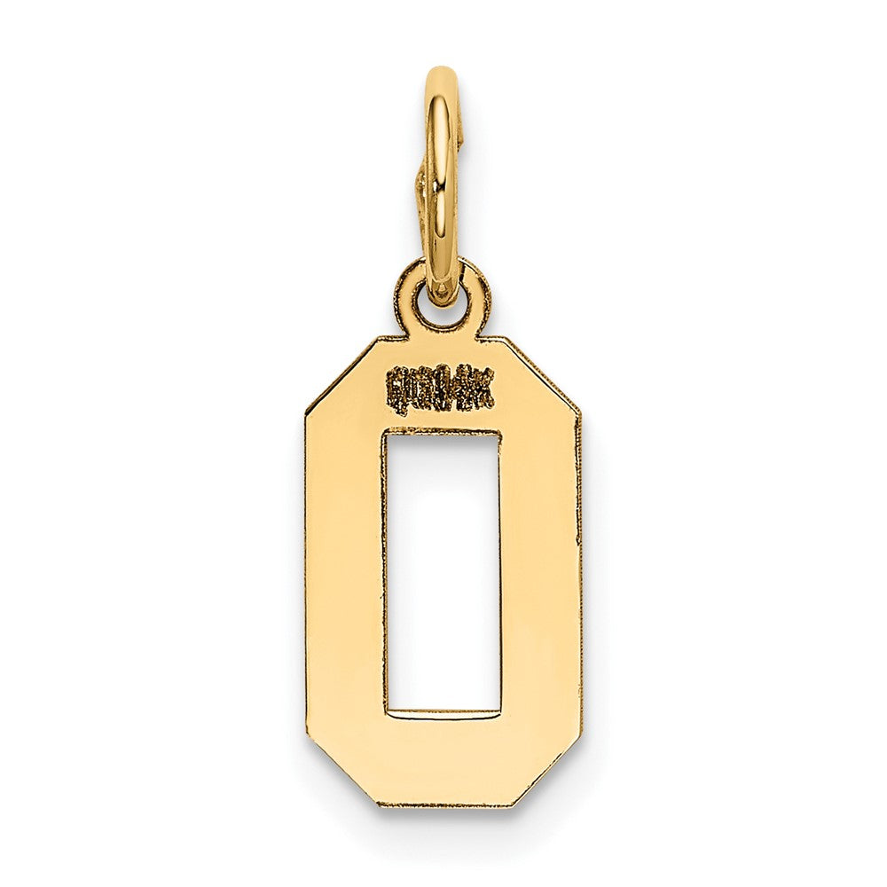 Alternate view of the 14k Yellow Gold, Athletic Collection, Small Polished Number 0 Pendant by The Black Bow Jewelry Co.