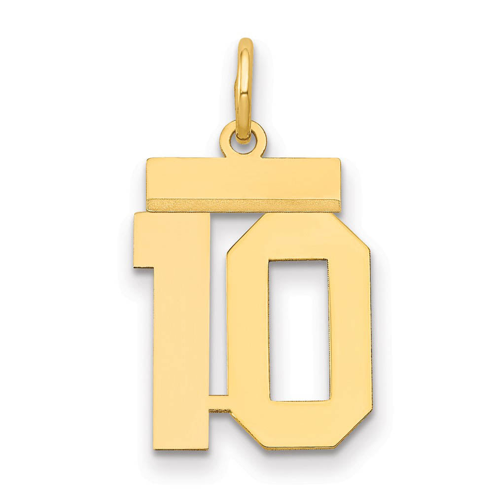 14k Yellow Gold, Athletic Collection, Small Polished Number 10 Pendant, Item P10390-10 by The Black Bow Jewelry Co.