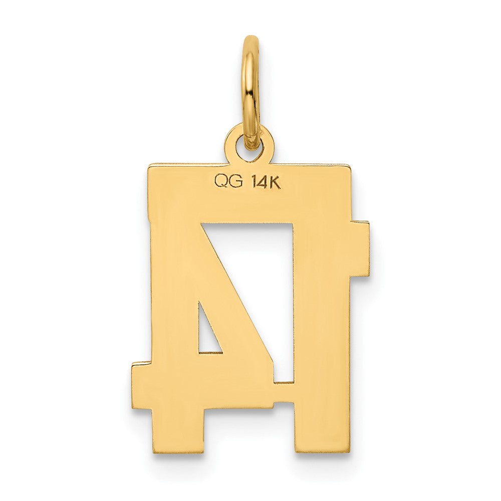 Alternate view of the 14k Yellow Gold, Athletic Collection, Small Polished Number 14 Pendant by The Black Bow Jewelry Co.