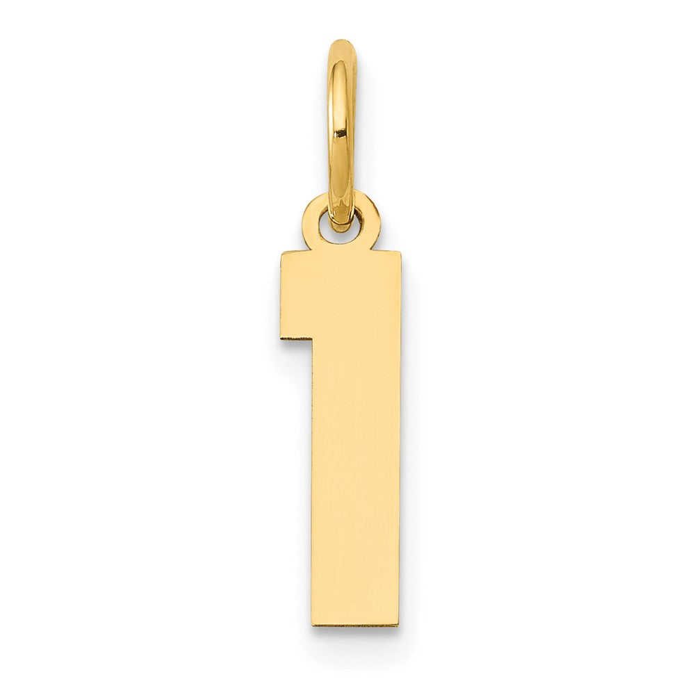 14k Yellow Gold, Athletic Collection, Small Polished Number 1 Pendant, Item P10390-1 by The Black Bow Jewelry Co.