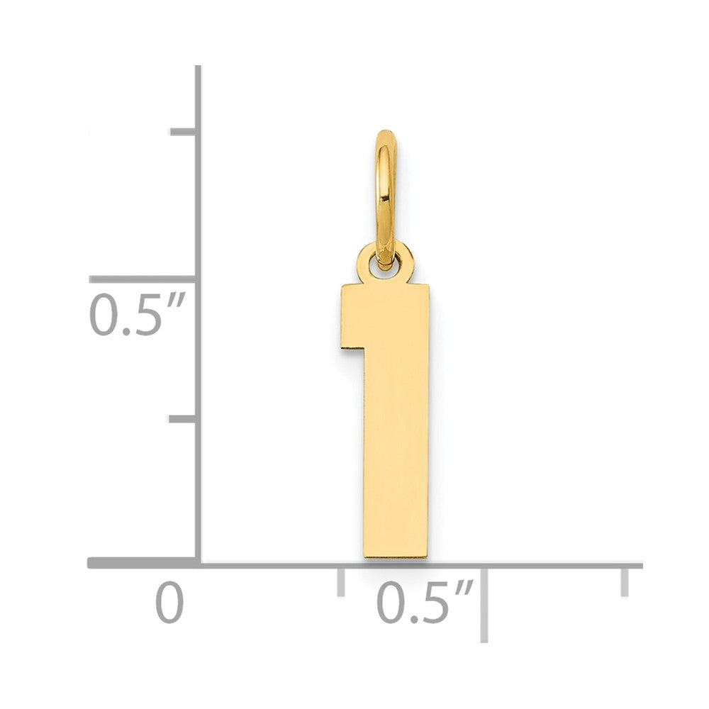 Alternate view of the 14k Yellow Gold, Athletic Collection, Small Polished Number 1 Pendant by The Black Bow Jewelry Co.