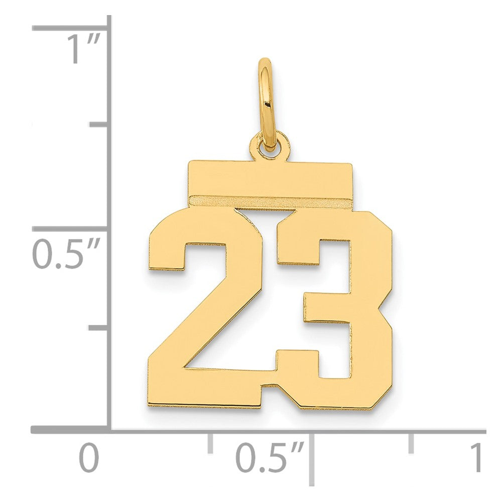 Alternate view of the 14k Yellow Gold, Athletic Collection, Small Polished Number 23 Pendant by The Black Bow Jewelry Co.