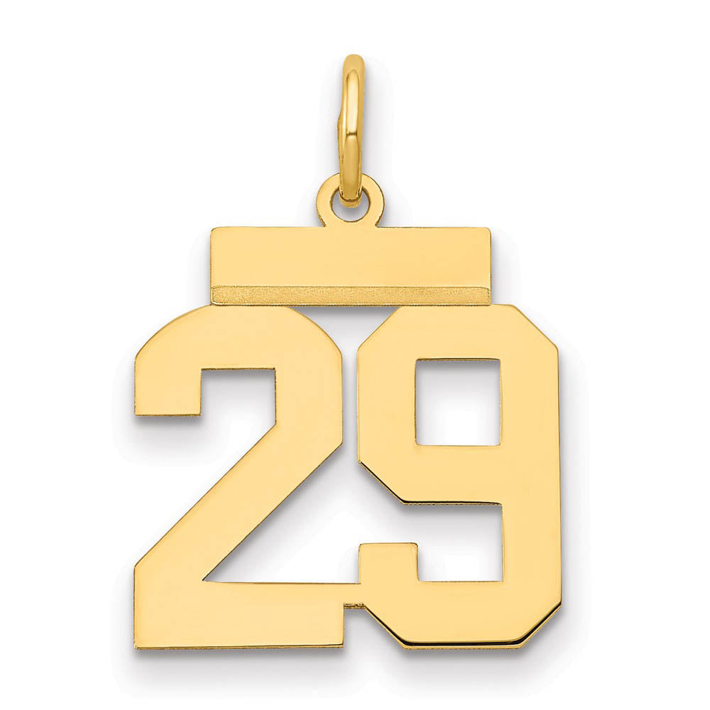 14k Yellow Gold, Athletic Collection, Small Polished Number 29 Pendant, Item P10390-29 by The Black Bow Jewelry Co.