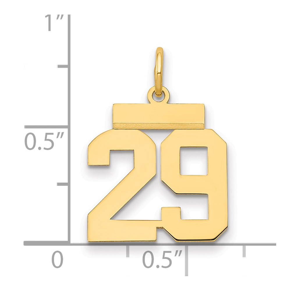 Alternate view of the 14k Yellow Gold, Athletic Collection, Small Polished Number 29 Pendant by The Black Bow Jewelry Co.