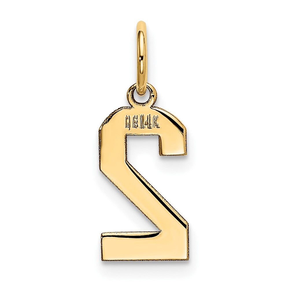Alternate view of the 14k Yellow Gold, Athletic Collection, Small Polished Number 2 Pendant by The Black Bow Jewelry Co.