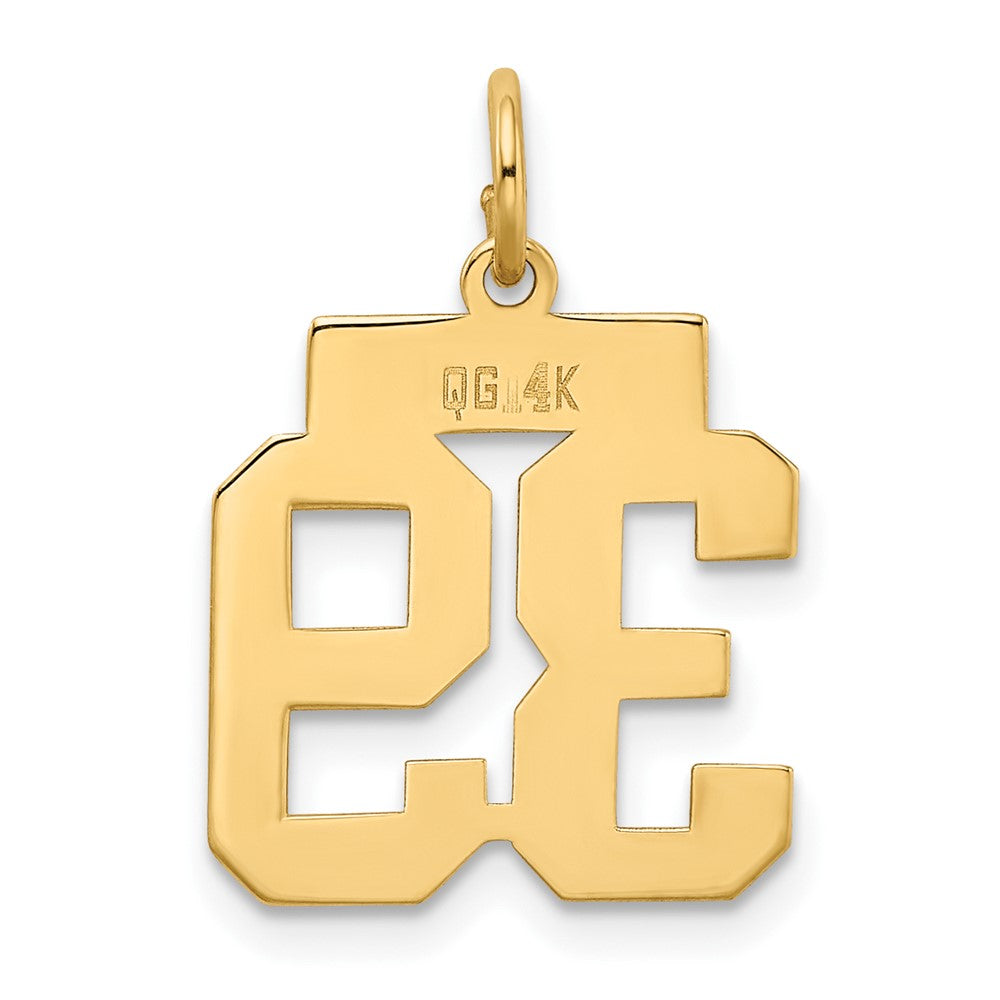 Alternate view of the 14k Yellow Gold, Athletic Collection, Small Polished Number 39 Pendant by The Black Bow Jewelry Co.