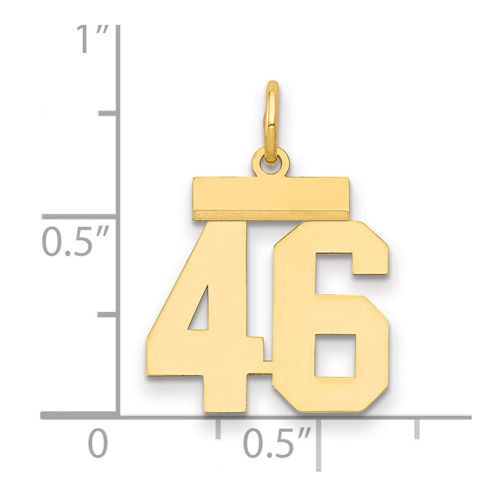 Alternate view of the 14k Yellow Gold, Athletic Collection, Small Polished Number 46 Pendant by The Black Bow Jewelry Co.
