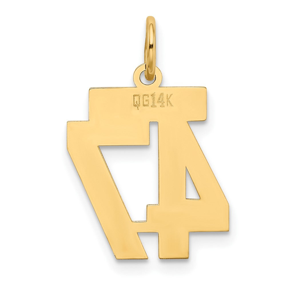 Alternate view of the 14k Yellow Gold, Athletic Collection, Small Polished Number 47 Pendant by The Black Bow Jewelry Co.