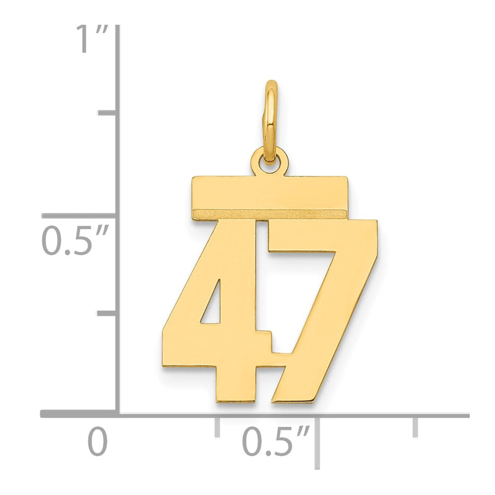Alternate view of the 14k Yellow Gold, Athletic Collection, Small Polished Number 47 Pendant by The Black Bow Jewelry Co.