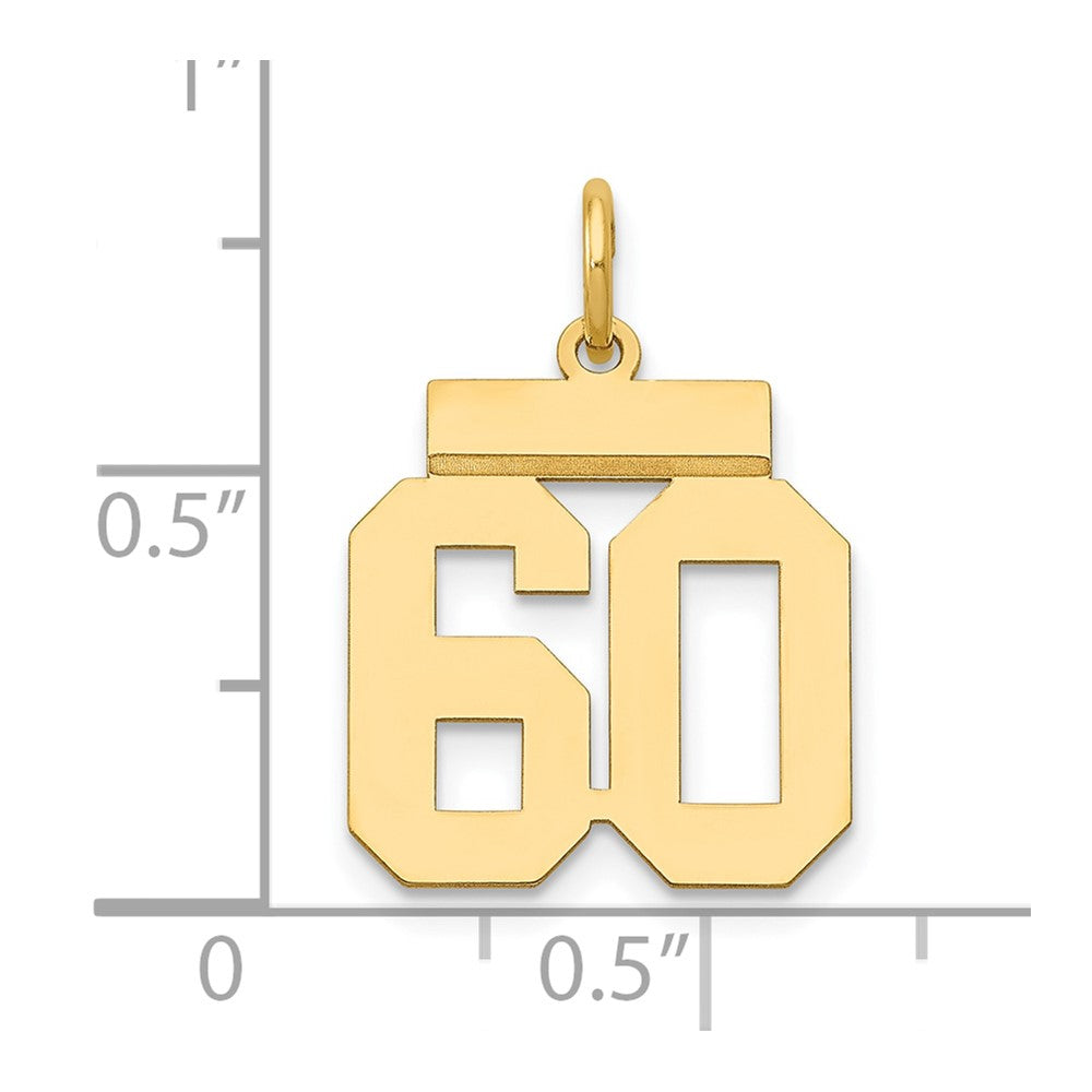Alternate view of the 14k Yellow Gold, Athletic Collection, Small Polished Number 60 Pendant by The Black Bow Jewelry Co.