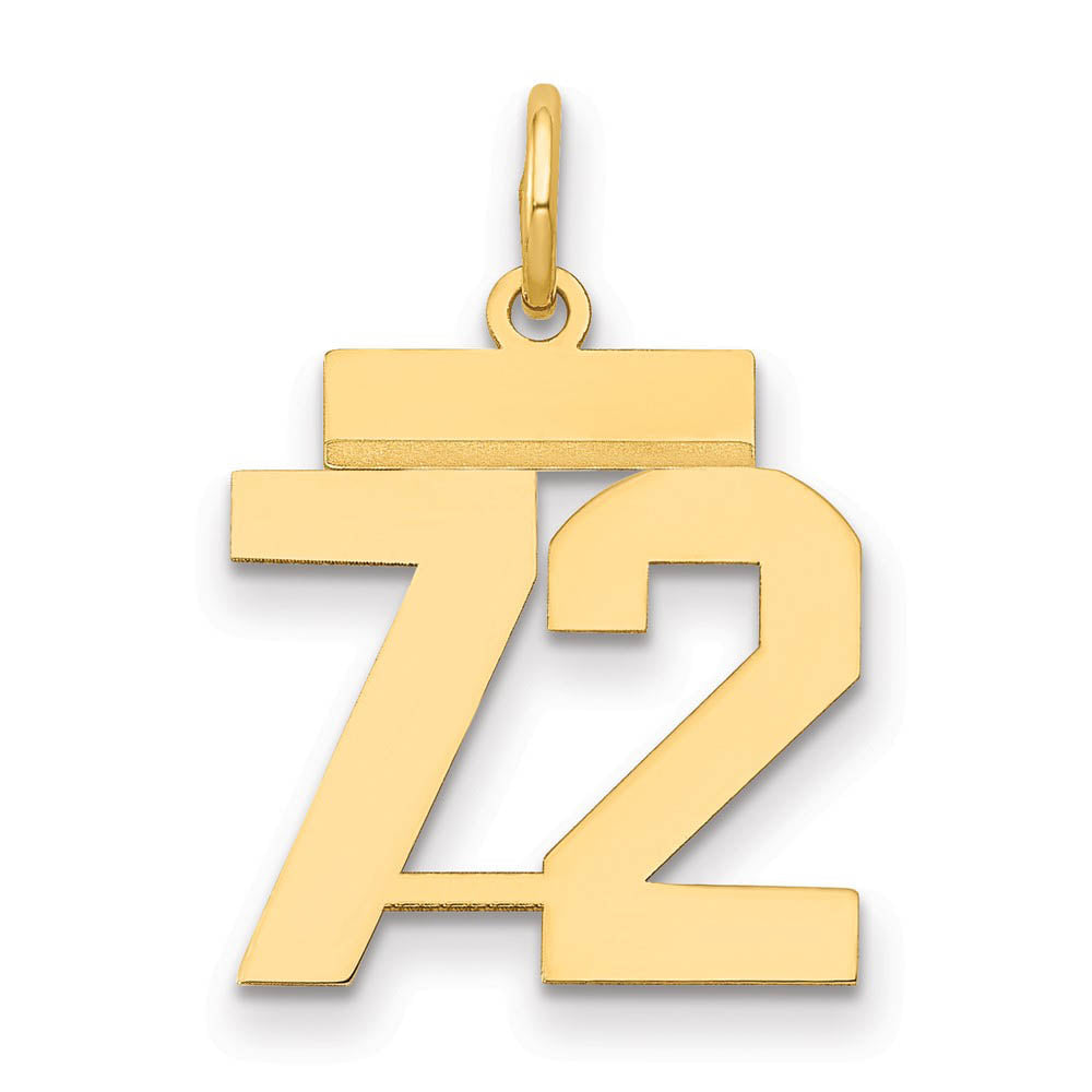 14k Yellow Gold, Athletic Collection, Small Polished Number 72 Pendant ...