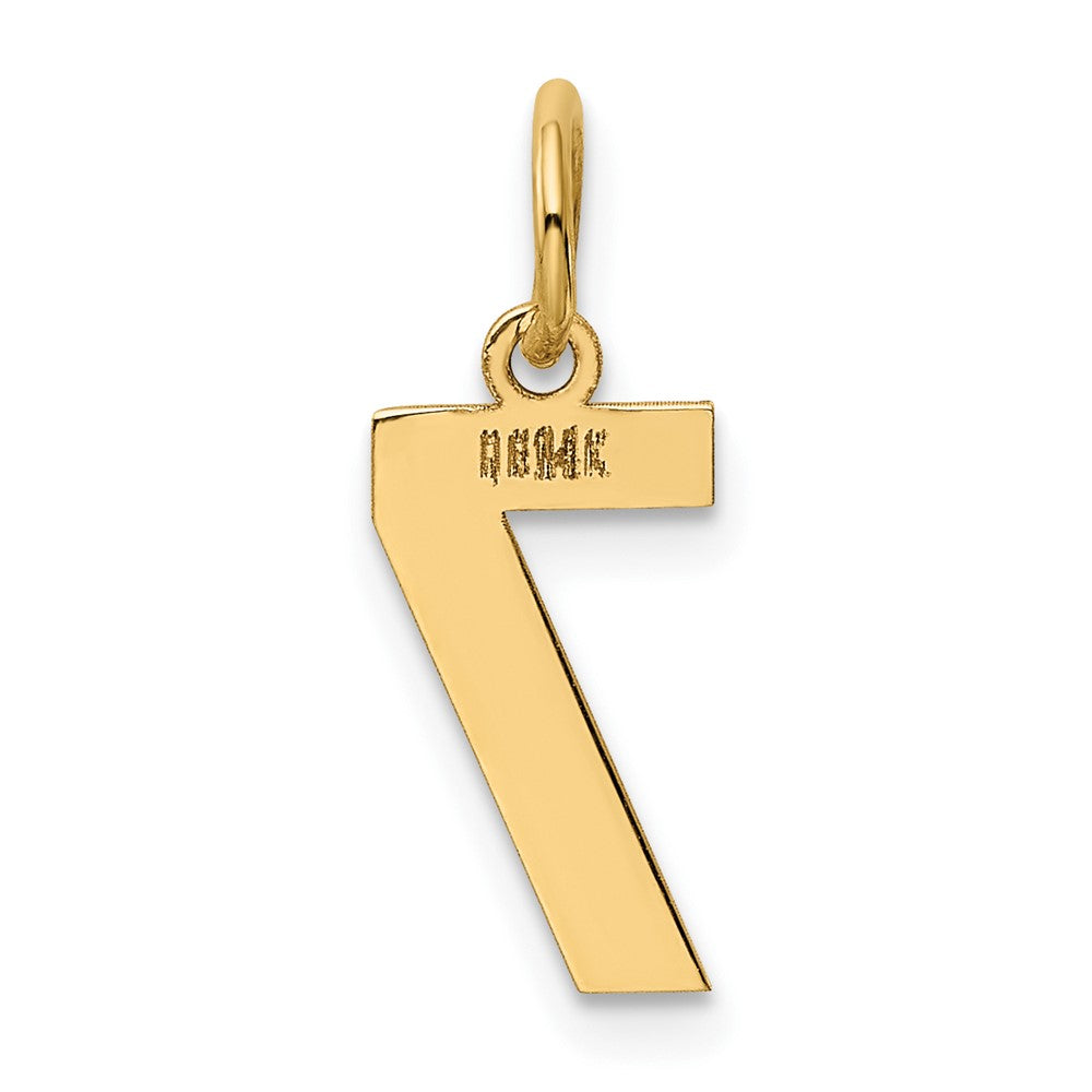 Alternate view of the 14k Yellow Gold, Athletic Collection, Small Polished Number 7 Pendant by The Black Bow Jewelry Co.