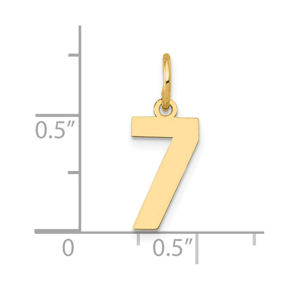 Alternate view of the 14k Yellow Gold, Athletic Collection, Small Polished Number 7 Pendant by The Black Bow Jewelry Co.