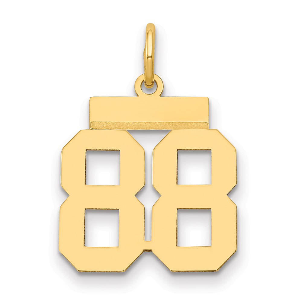 14k Yellow Gold, Athletic Collection, Small Polished Number 88 Pendant, Item P10390-88 by The Black Bow Jewelry Co.