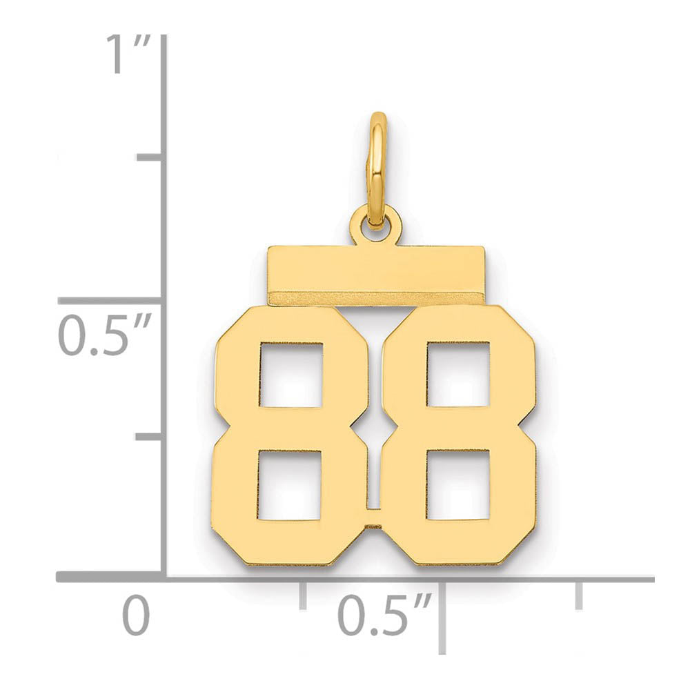 Alternate view of the 14k Yellow Gold, Athletic Collection, Small Polished Number 88 Pendant by The Black Bow Jewelry Co.