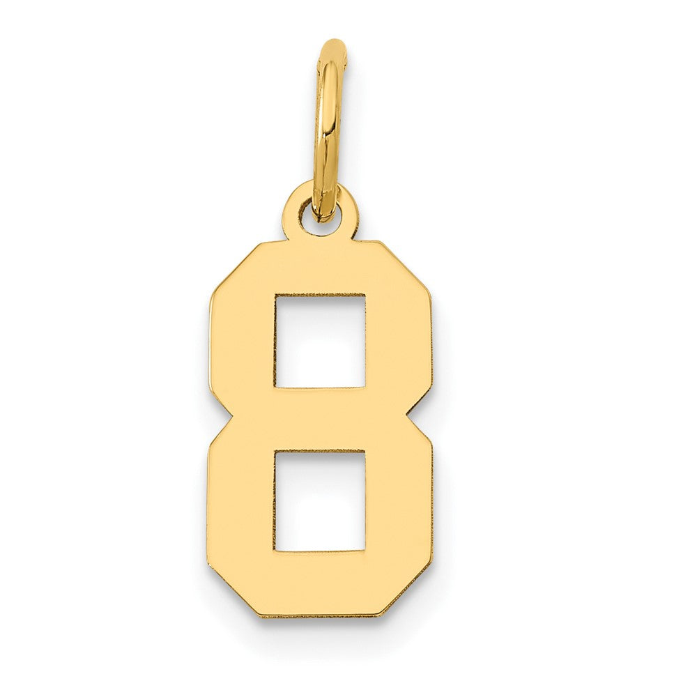 14k Yellow Gold, Athletic Collection, Small Polished Number 8 Pendant, Item P10390-8 by The Black Bow Jewelry Co.