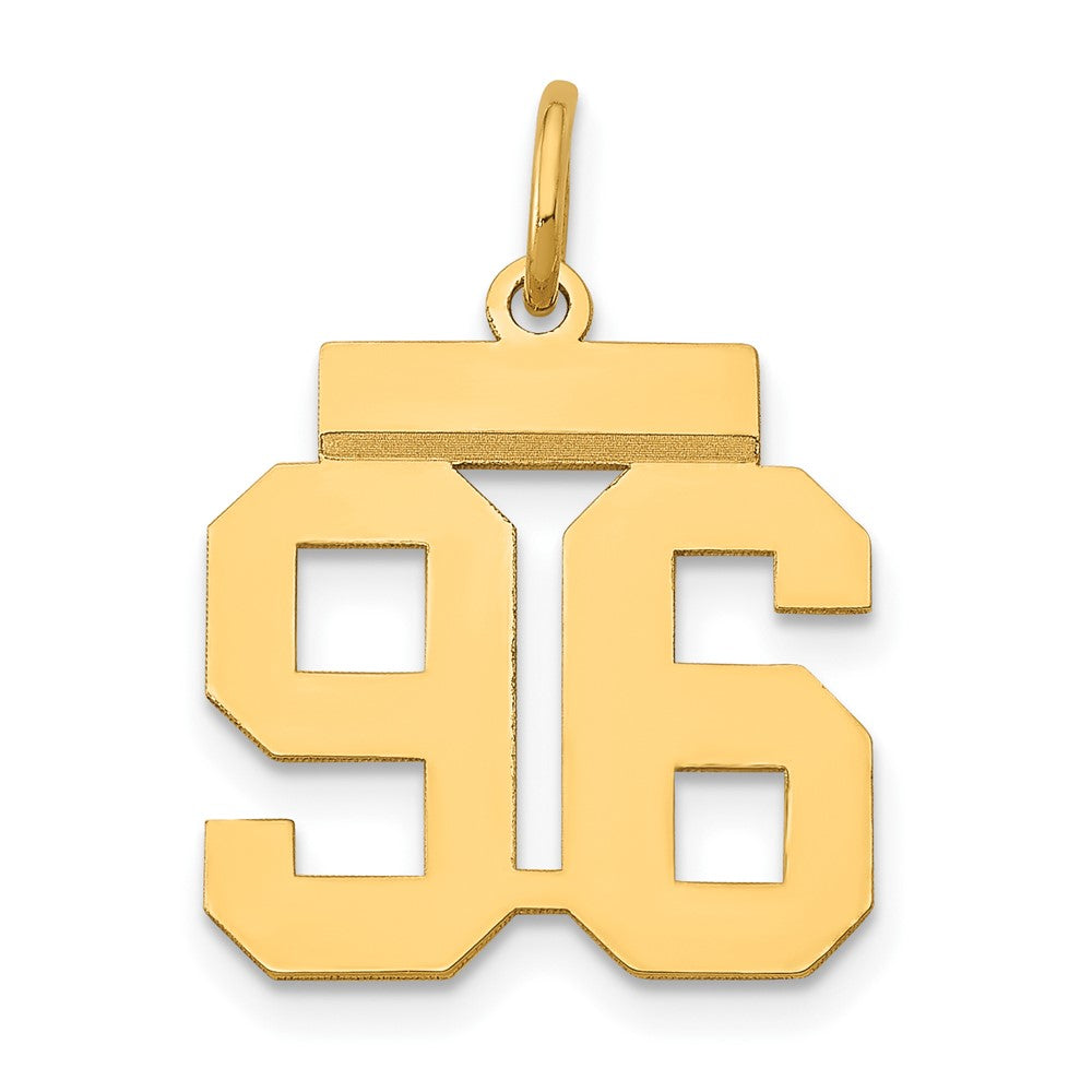 14k Yellow Gold, Athletic Collection, Small Polished Number 96 Pendant, Item P10390-96 by The Black Bow Jewelry Co.