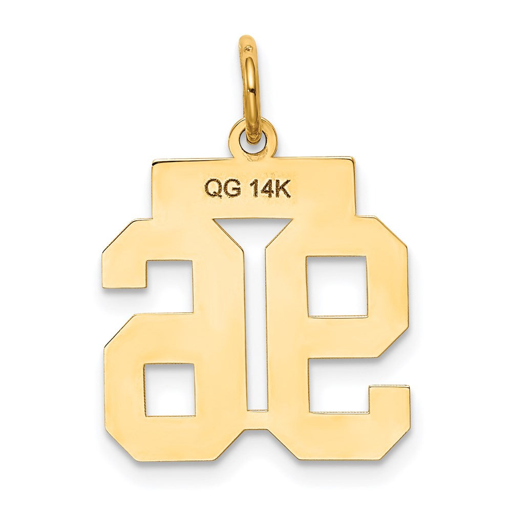 Alternate view of the 14k Yellow Gold, Athletic Collection, Small Polished Number 96 Pendant by The Black Bow Jewelry Co.