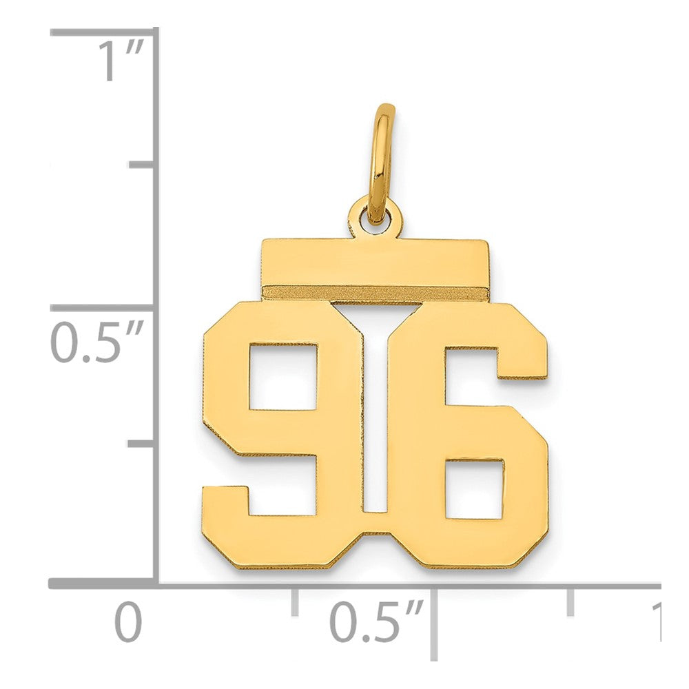 Alternate view of the 14k Yellow Gold, Athletic Collection, Small Polished Number 96 Pendant by The Black Bow Jewelry Co.