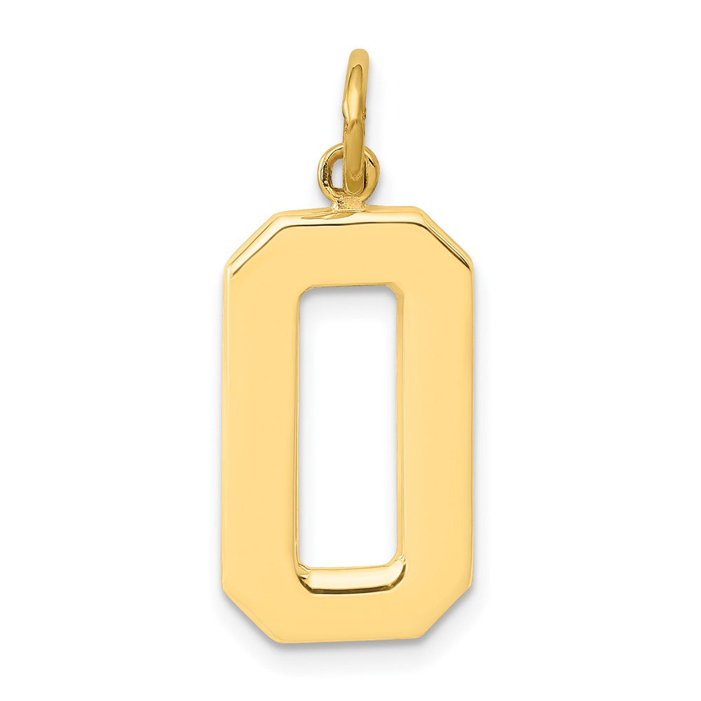 14k Yellow Gold, Athletic Collection, Large Polished Number 0 Pendant, Item P10399-0 by The Black Bow Jewelry Co.