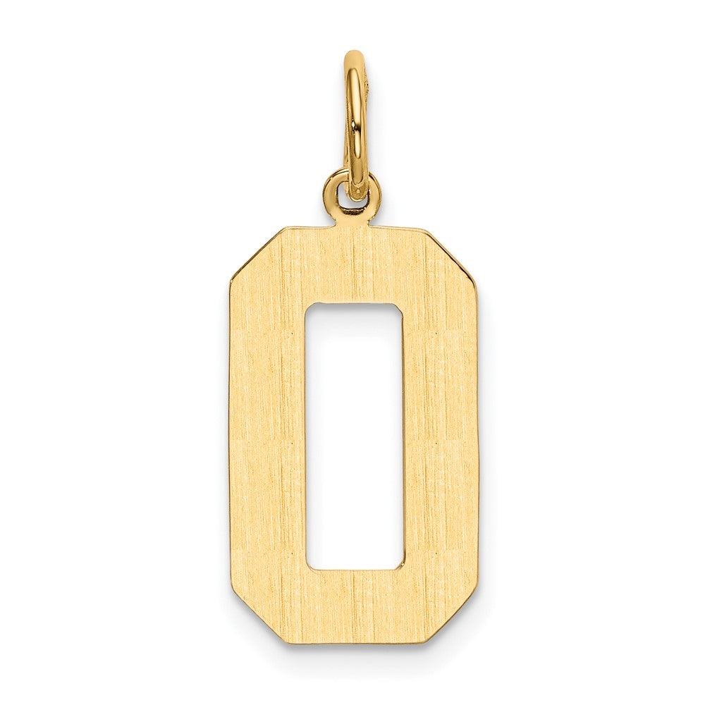 Alternate view of the 14k Yellow Gold, Athletic Collection, Large Polished Number 0 Pendant by The Black Bow Jewelry Co.
