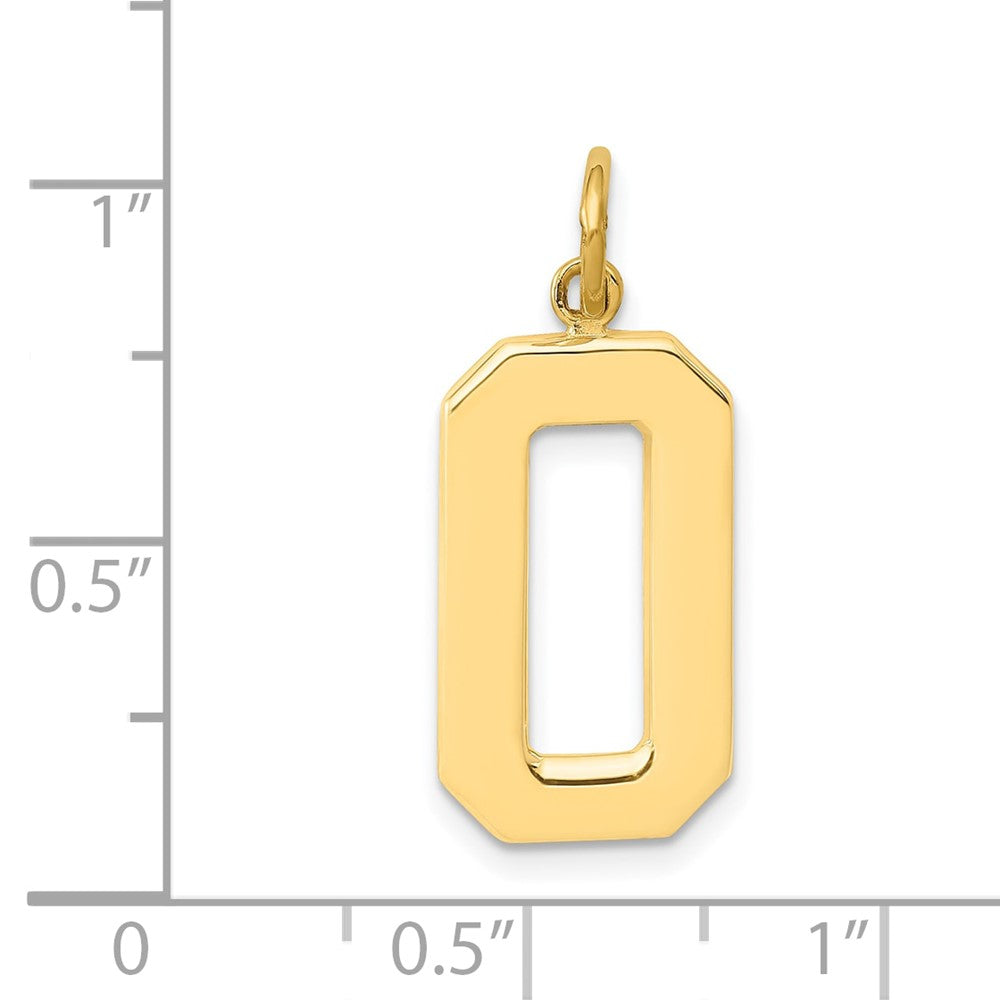 Alternate view of the 14k Yellow Gold, Athletic Collection, Large Polished Number 0 Pendant by The Black Bow Jewelry Co.