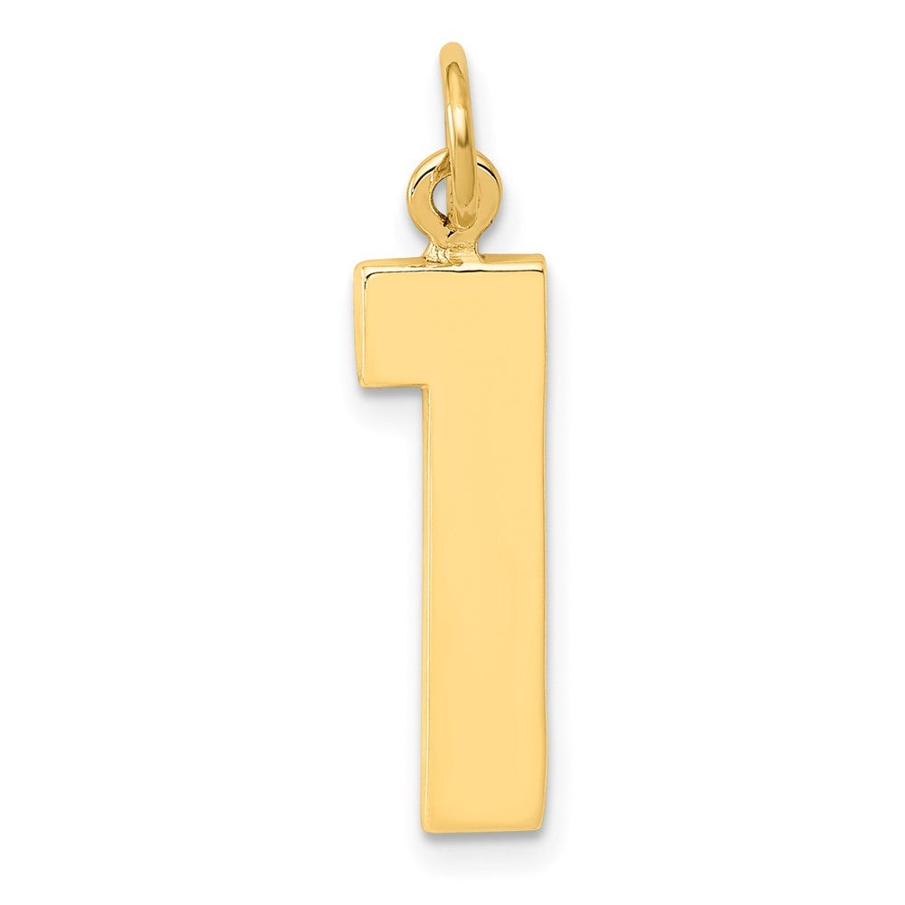 14k Yellow Gold, Athletic Collection, Large Polished Number 1 Pendant, Item P10399-1 by The Black Bow Jewelry Co.