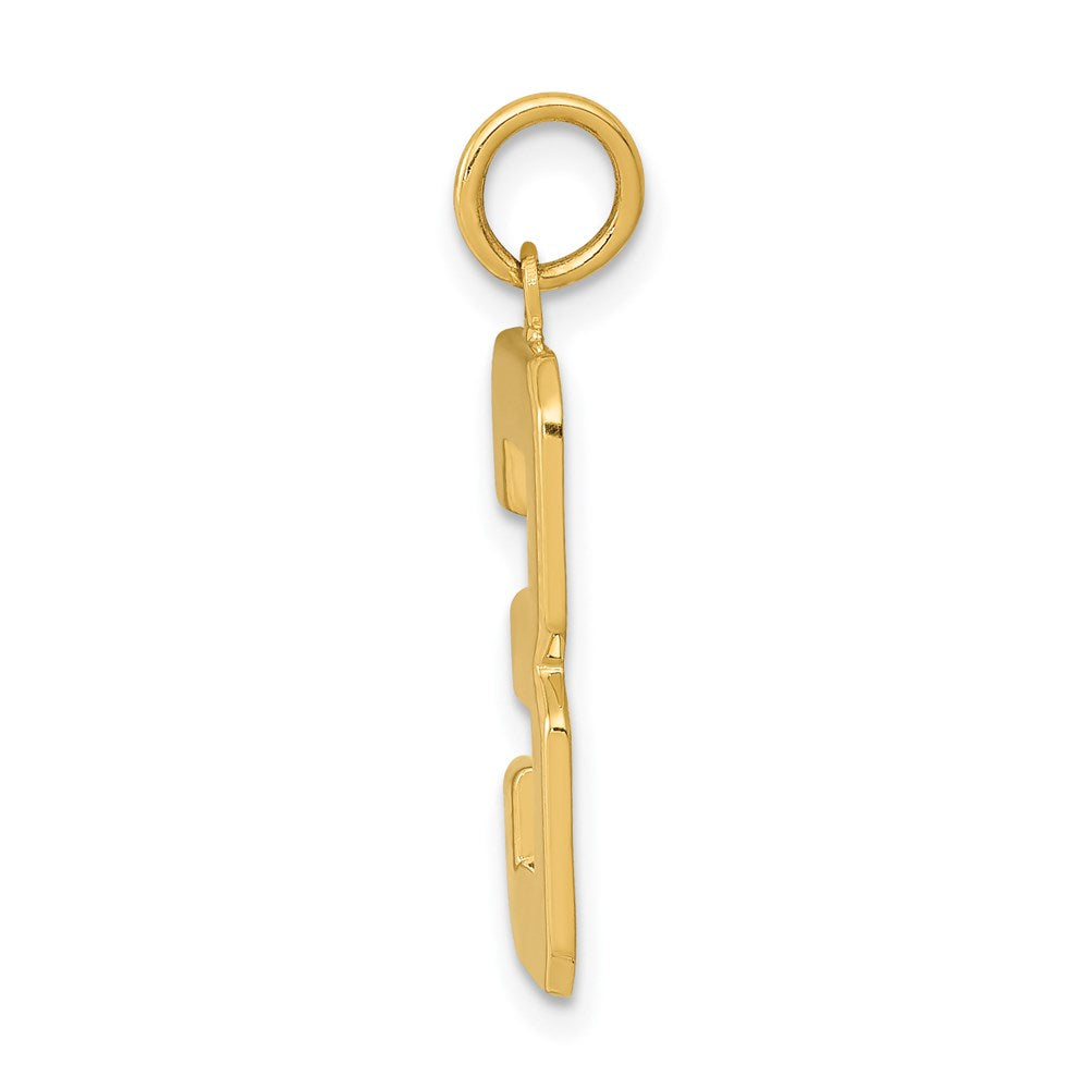 Alternate view of the 14k Yellow Gold, Athletic Collection, Large Polished Number 3 Pendant by The Black Bow Jewelry Co.