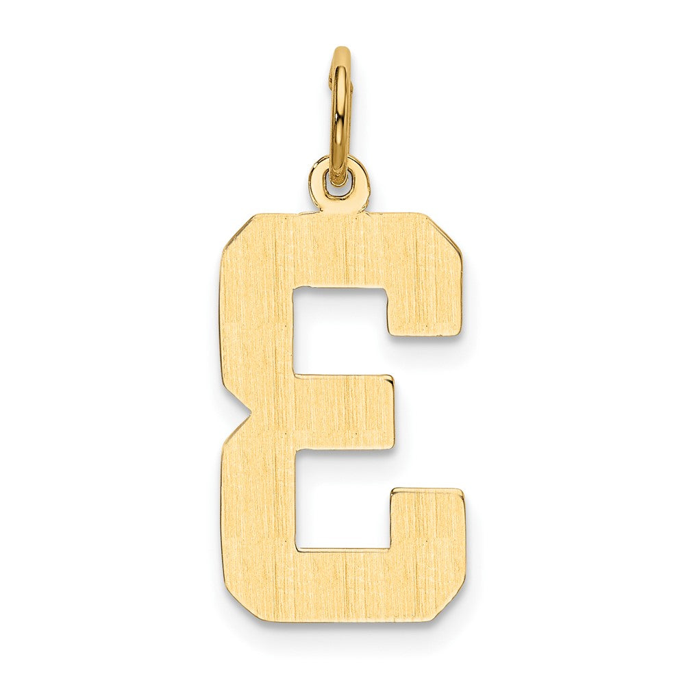 Alternate view of the 14k Yellow Gold, Athletic Collection, Large Polished Number 3 Pendant by The Black Bow Jewelry Co.