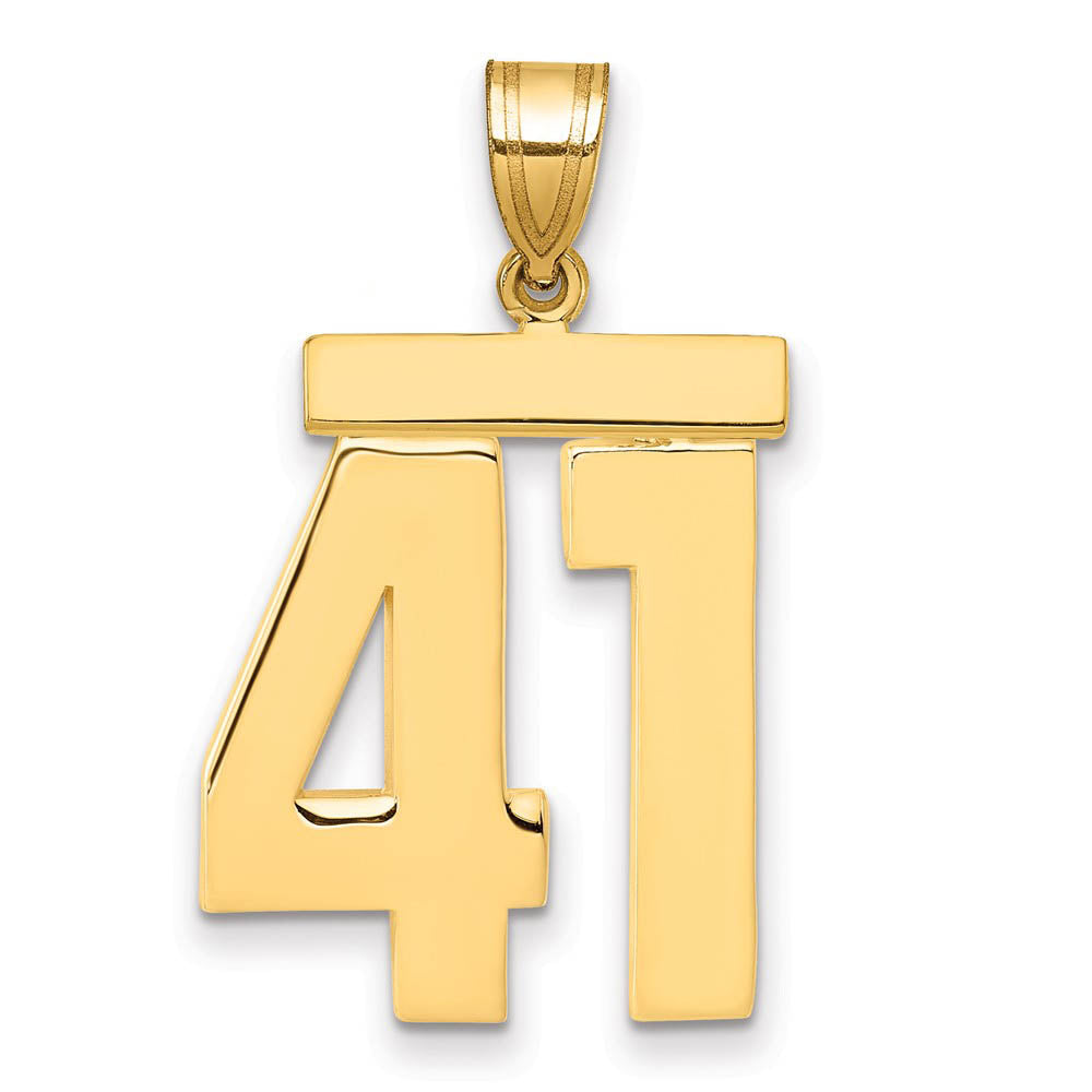 14k Yellow Gold, Athletic Collection, Large Polished Number 41 Pendant, Item P10399-41 by The Black Bow Jewelry Co.