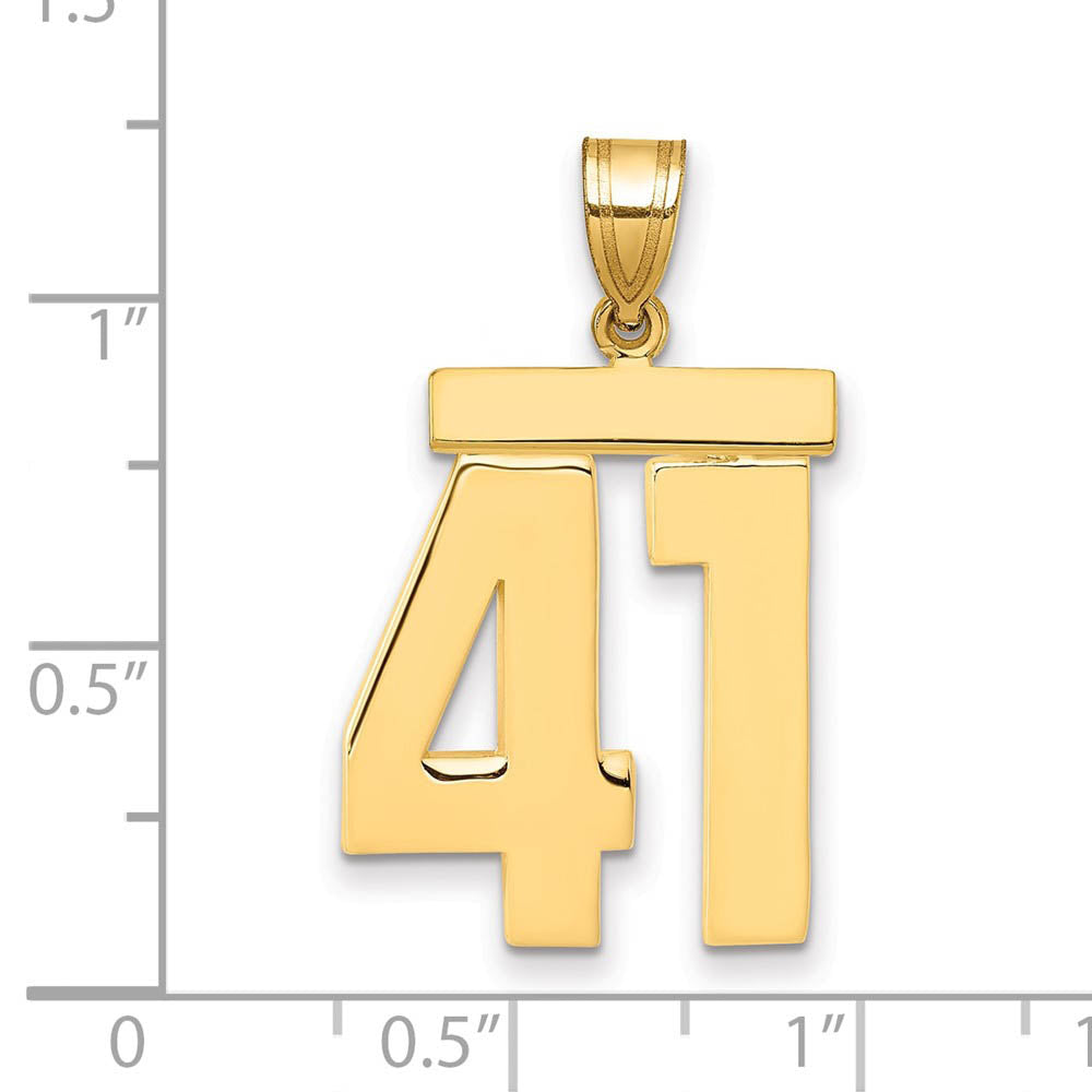 Alternate view of the 14k Yellow Gold, Athletic Collection, Large Polished Number 41 Pendant by The Black Bow Jewelry Co.