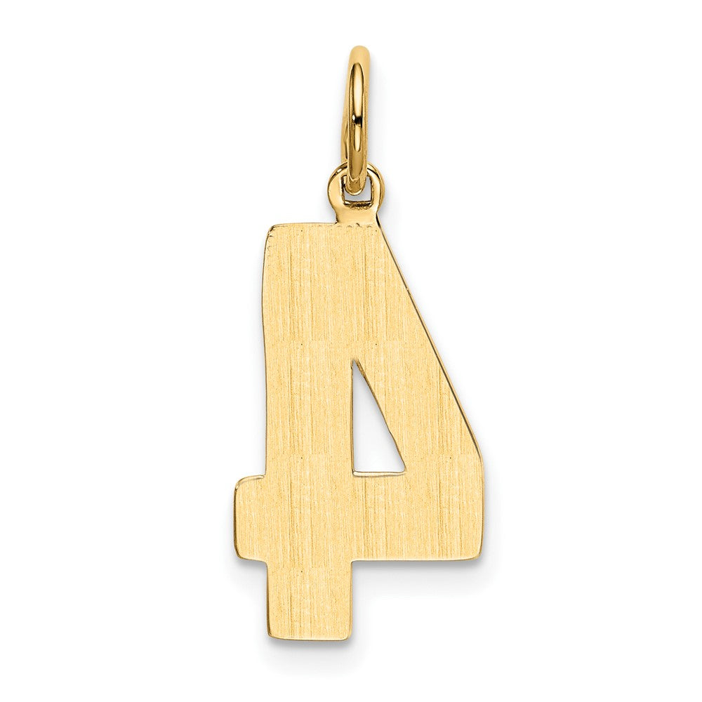 Alternate view of the 14k Yellow Gold, Athletic Collection, Large Polished Number 4 Pendant by The Black Bow Jewelry Co.