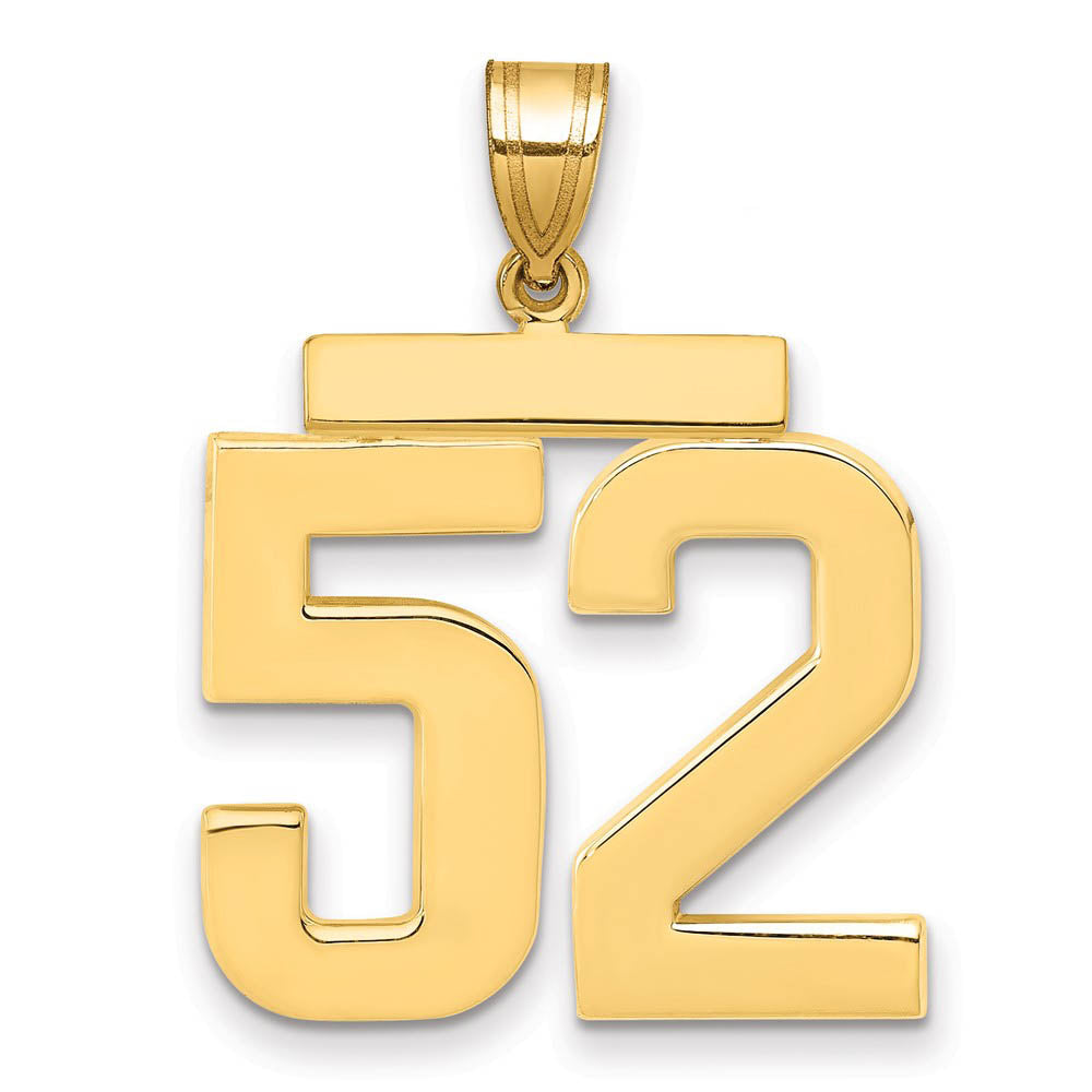 14k Yellow Gold, Athletic Collection, Large Polished Number 51 Pendant, Item P10399-51 by The Black Bow Jewelry Co.
