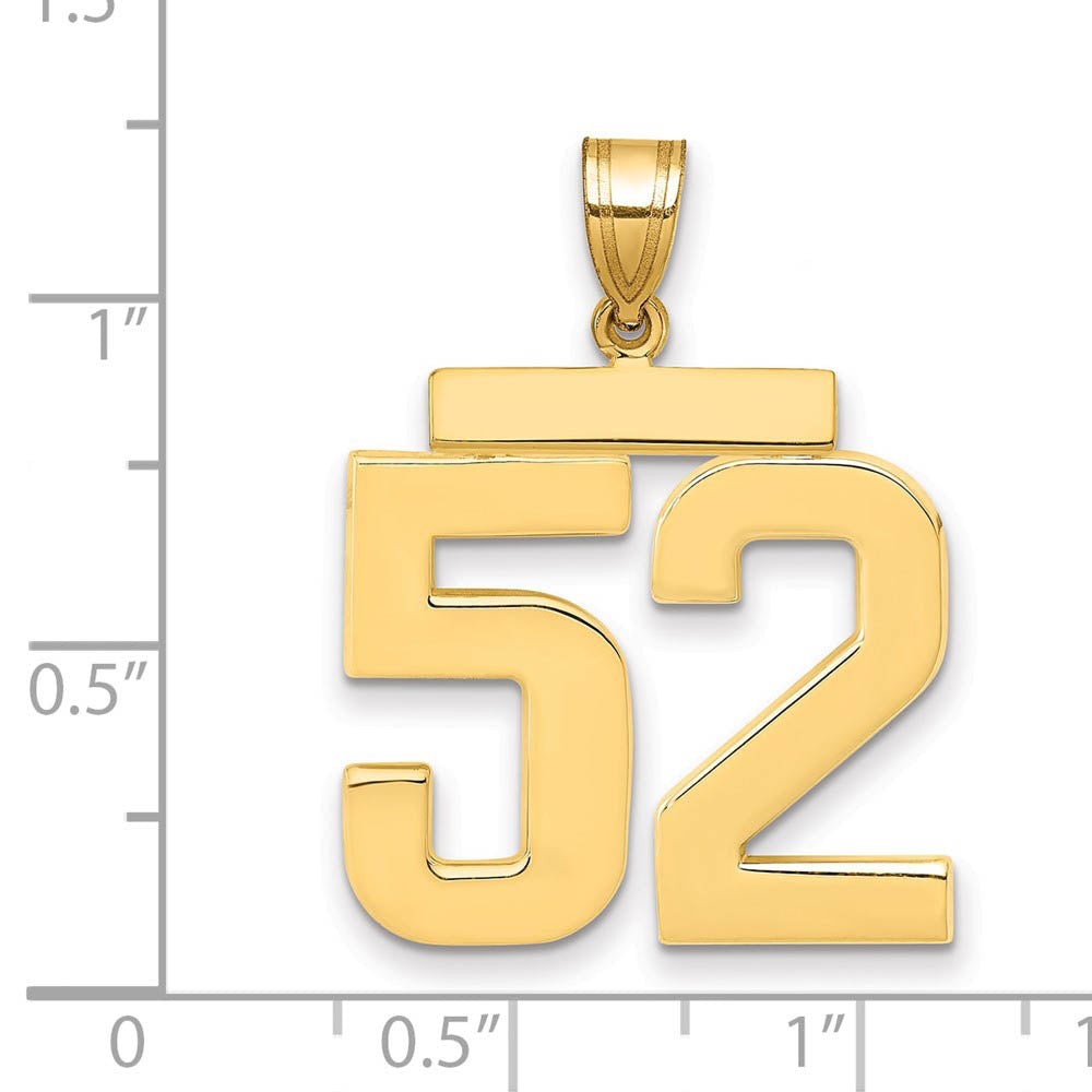 Alternate view of the 14k Yellow Gold, Athletic Collection, Large Polished Number 51 Pendant by The Black Bow Jewelry Co.