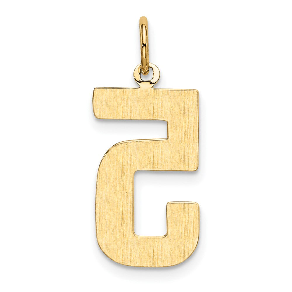 Alternate view of the 14k Yellow Gold, Athletic Collection, Large Polished Number 5 Pendant by The Black Bow Jewelry Co.