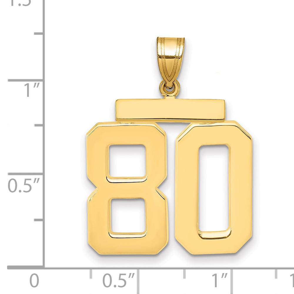 14k Yellow Gold, Athletic Collection, Large Polished Number 80 Pendant ...