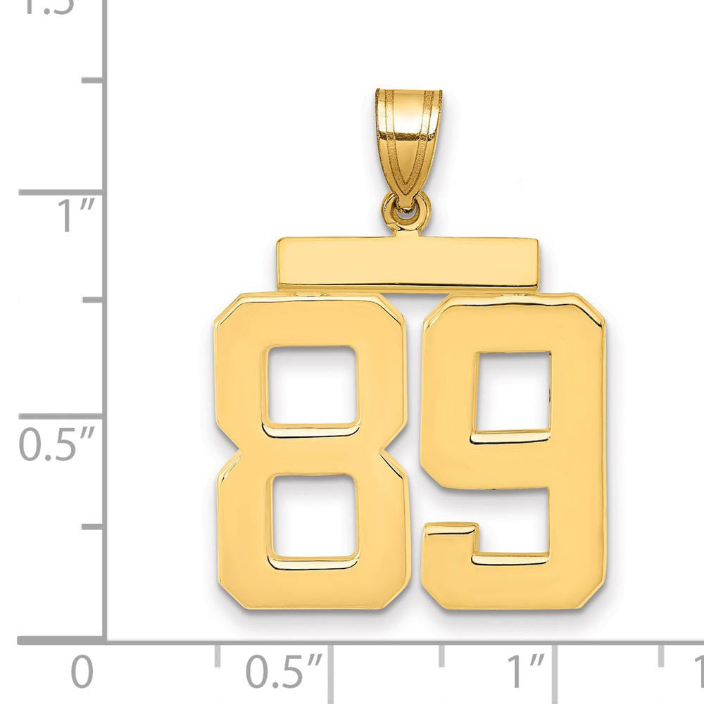 Alternate view of the 14k Yellow Gold, Athletic Collection, Large Polished Number 89 Pendant by The Black Bow Jewelry Co.