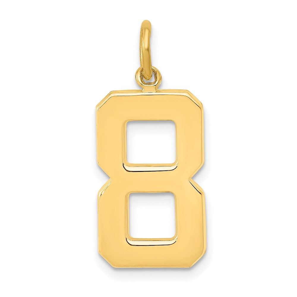 14k Yellow Gold, Athletic Collection, Large Polished Number 8 Pendant, Item P10399-8 by The Black Bow Jewelry Co.