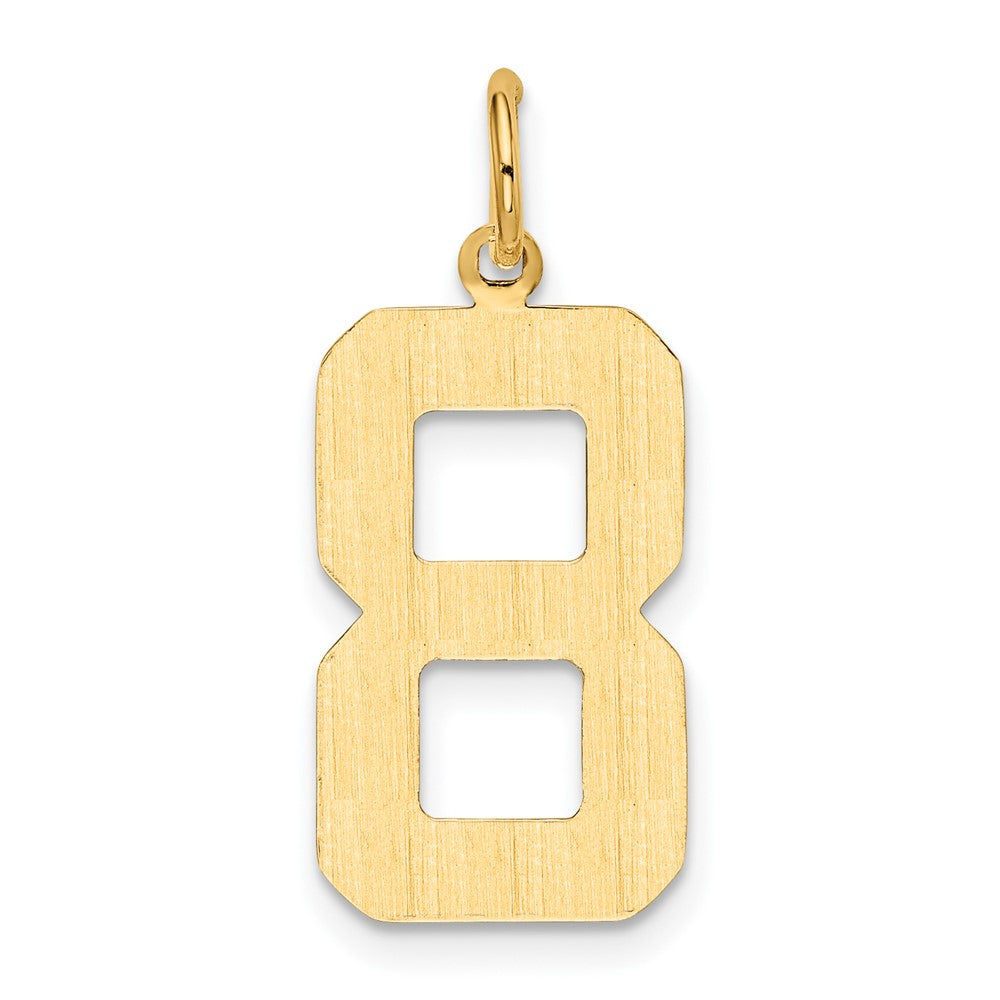Alternate view of the 14k Yellow Gold, Athletic Collection, Large Polished Number 8 Pendant by The Black Bow Jewelry Co.